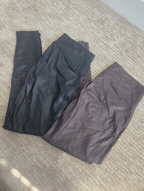 NWT Faux Leather Leggings Duo - Black & Dark Brown